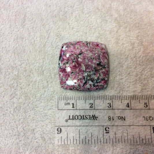 Natural Eudialyte Square Shaped Flat Back Cabochon - Measuring 29mm x 30mm, 5mm Dome Height - Natural High Quality Gemstone