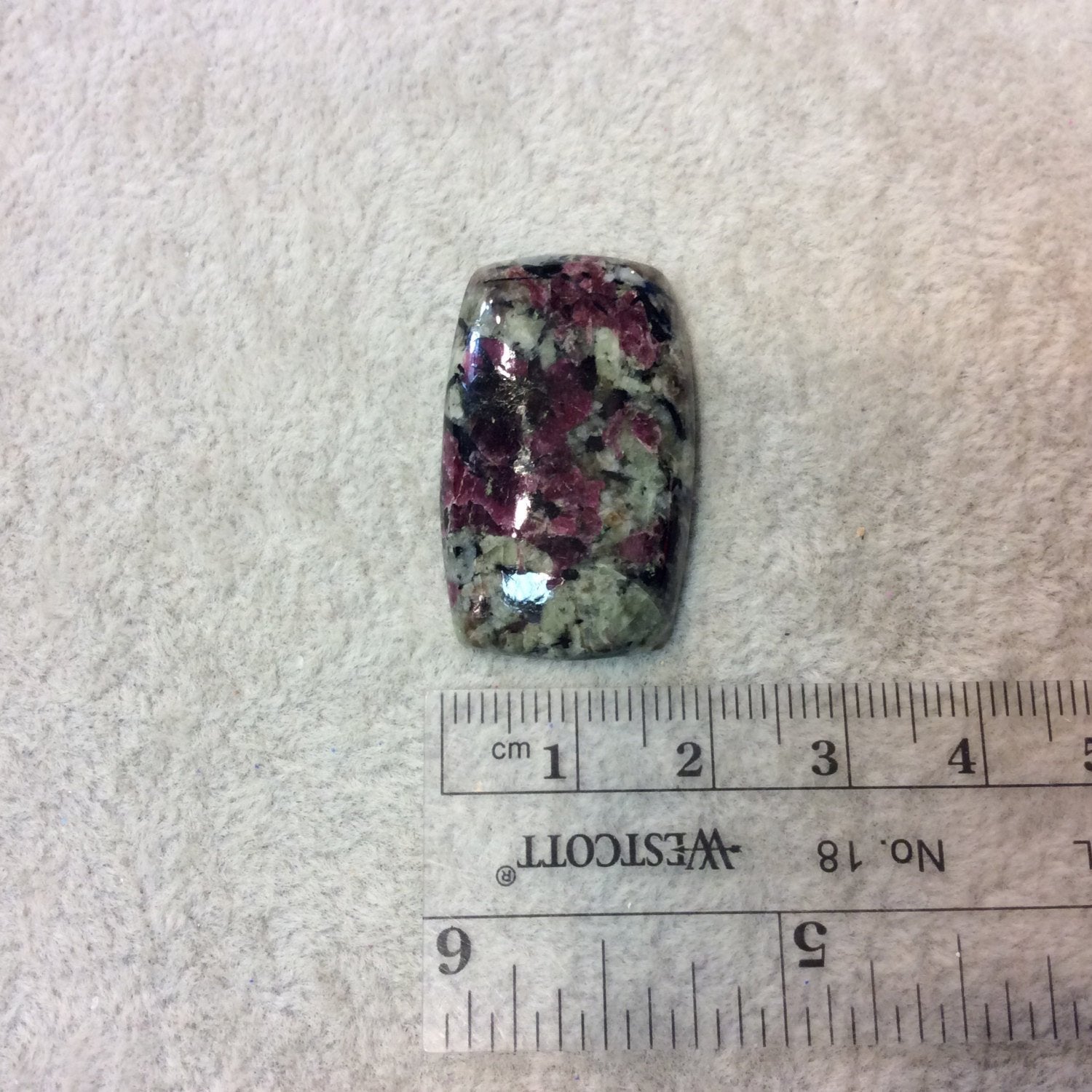 Natural Eudialyte Rectangle Shaped Flat Back Cabochon - Measuring 20mm x 32.5mm, 6mm Dome Height - Natural High Quality Gemstone
