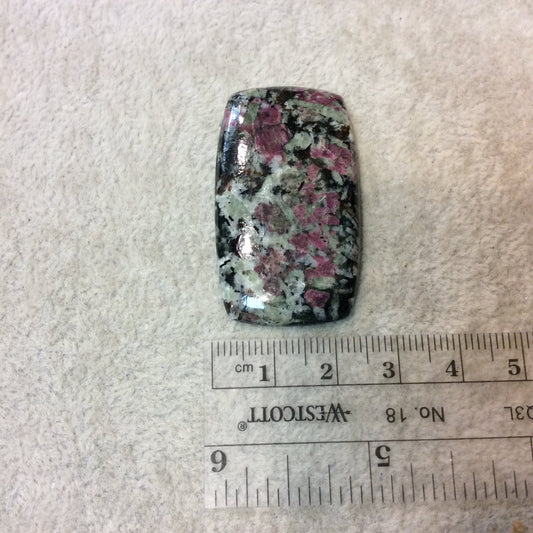 Natural Eudialyte Rectangle Shaped Flat Back Cabochon - Measuring 25mm x 42mm, 5mm Dome Height - Natural High Quality Gemstone