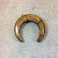 2.5" Mixed Brown Thick Crescent Arch Shaped Natural Ox Bone Pendant with Gold Plated Suspension Rings - Measuring 62mm x 58mm - (TR079-MB)