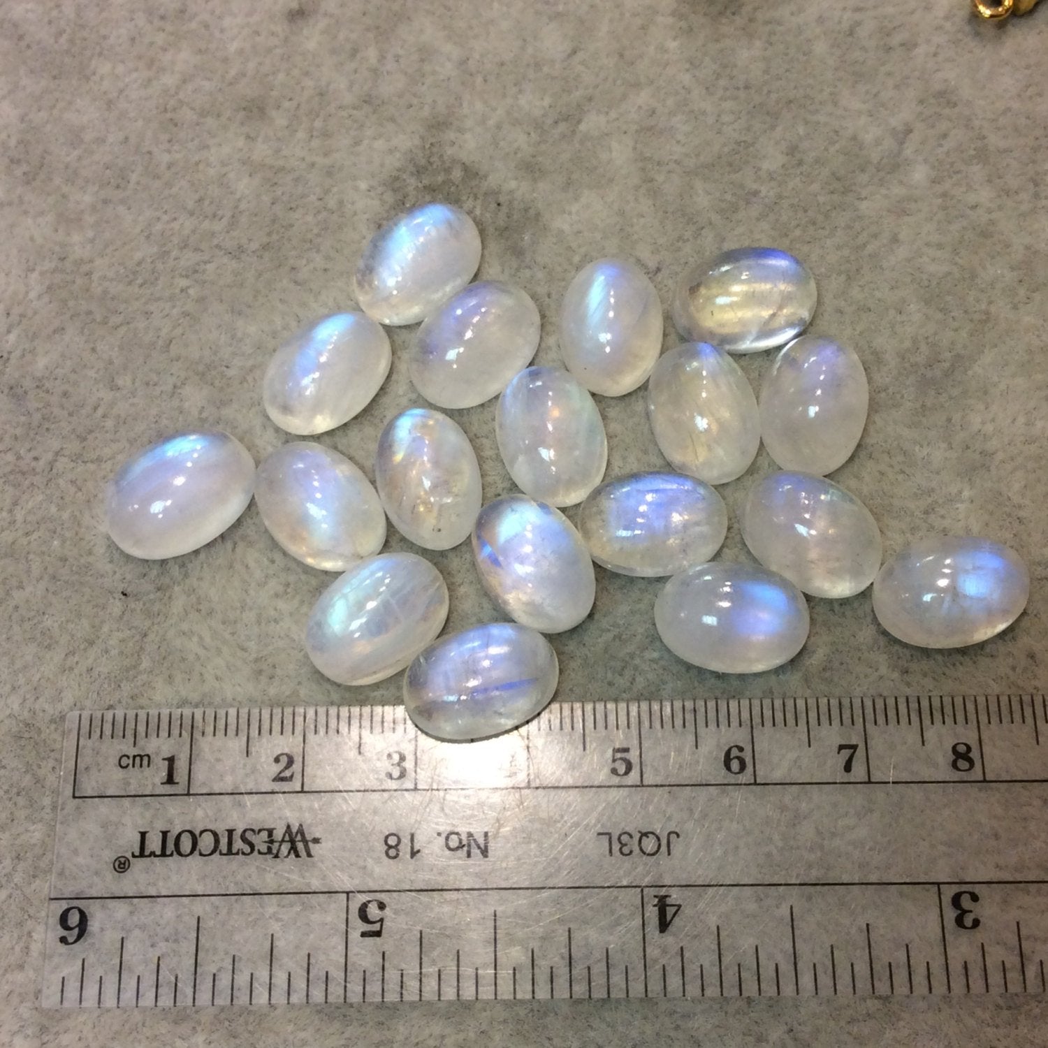 BULK LOT of Six (6) Assorted Oval Shaped AAA Moonstone Flat Back Cabochons - Measuring 10mm x 14mm, 5-7mm Dome Height - Randomly Selected