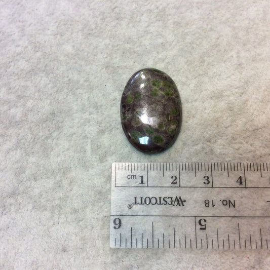 Epidote in Matrix Oblong Oval Shaped Flat Back Cabochon - Measuring 20mm x 30mm, 4mm Dome Height - Natural High Quality Gemstone