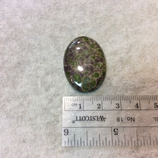 Epidote in Matrix Oblong Oval Shaped Flat Back Cabochon - Measuring 24mm x 24mm, 4mm Dome Height - Natural High Quality Gemstone