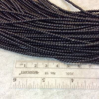 2mm Dyed Jet Black Howlite Smooth Round/Ball Shaped Beads - Sold by 15.5" Strands (Approx. 185 Beads) - Natural Semi-Precious Gemstone