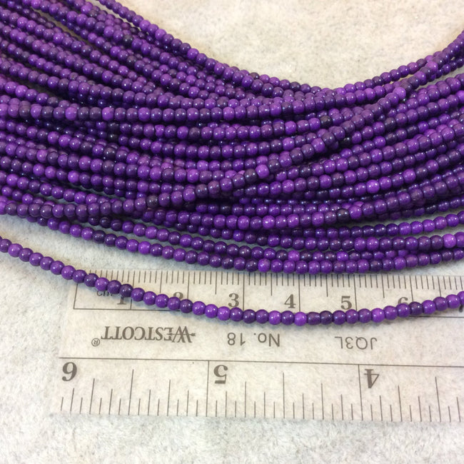 2mm Dyed Purple Howlite Smooth Round/Ball Shaped Beads - Sold by 15.5" Strands (Approx. 185 Beads) - Natural Semi-Precious Gemstone