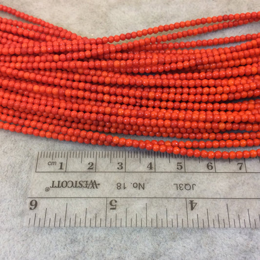 2mm Dyed Orange Howlite Smooth Round/Ball Shaped Beads - Sold by 15.5" Strands (Approx. 185 Beads) - Natural Semi-Precious Gemstone