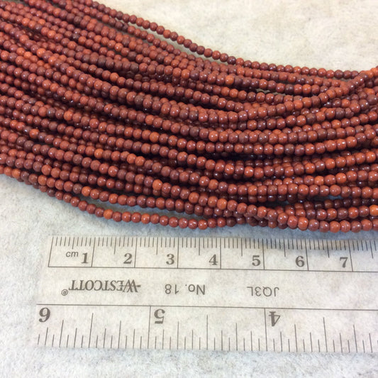 2mm Dyed Brown Howlite Smooth Round/Ball Shaped Beads - Sold by 15.5" Strands (Approx. 185 Beads) - Natural Semi-Precious Gemstone