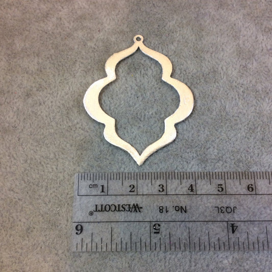 40mm x 48mm Silver Brushed Finish Thick Keyhole Shaped Plated Copper Components - Sold in Pre-Counted Bulk Packs of 10 Pieces - (099-SV)