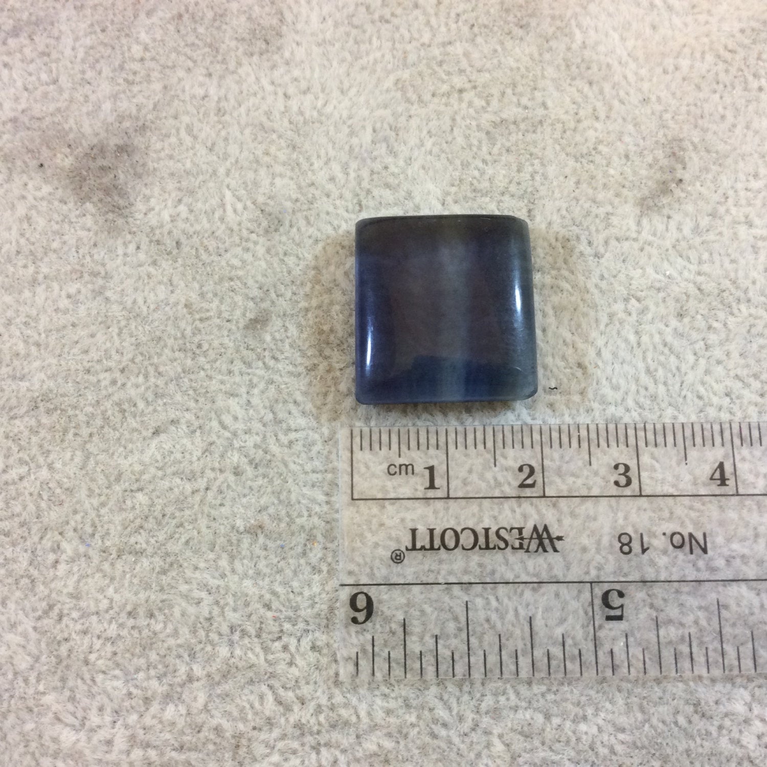 OOAK Semi-Gloss Natural Rainbow Fluorite Rectangle Shaped Flat Back Cabochon - Measuring 19mm x 20mm, 6mm Dome Height - High Quality Cab