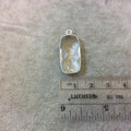 Silver Plated Faceted Clear Hydro (Lab Created) Quartz Rectangle/Bar Shaped Bezel Pendant - Measuring 12mm x 24mm - Sold Individually