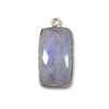 Silver Plated Natural Moonstone Faceted Rectangle/Bar Shaped Copper Bezel Pendant - Measures 12mm x 24mm - Sold Individually, Random