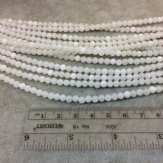 4mm Smooth Dyed Mixed White Natural Jade Round/Ball Shaped Beads - Sold by 15.25" Strands (Approx. 92 Beads) - Semi-Precious Gemstone
