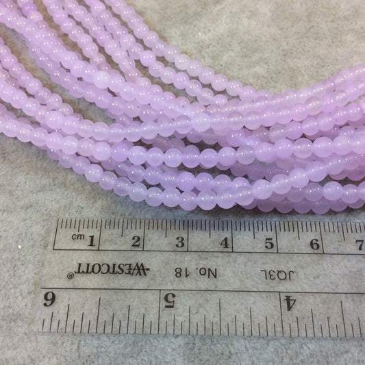 4mm Smooth Dyed Light Mauve Natural Jade Round/Ball Shaped Beads - Sold by 15.25" Strands (Approx. 92 Beads) - Semi-Precious Gemstone