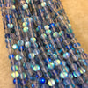 7.5mm Matte Frosted Medium Blue Moonlight Glass Crystal Round/Ball Shaped Beads - 15" Strand (Approx. 53 Beads) - Synthetic Moonstone