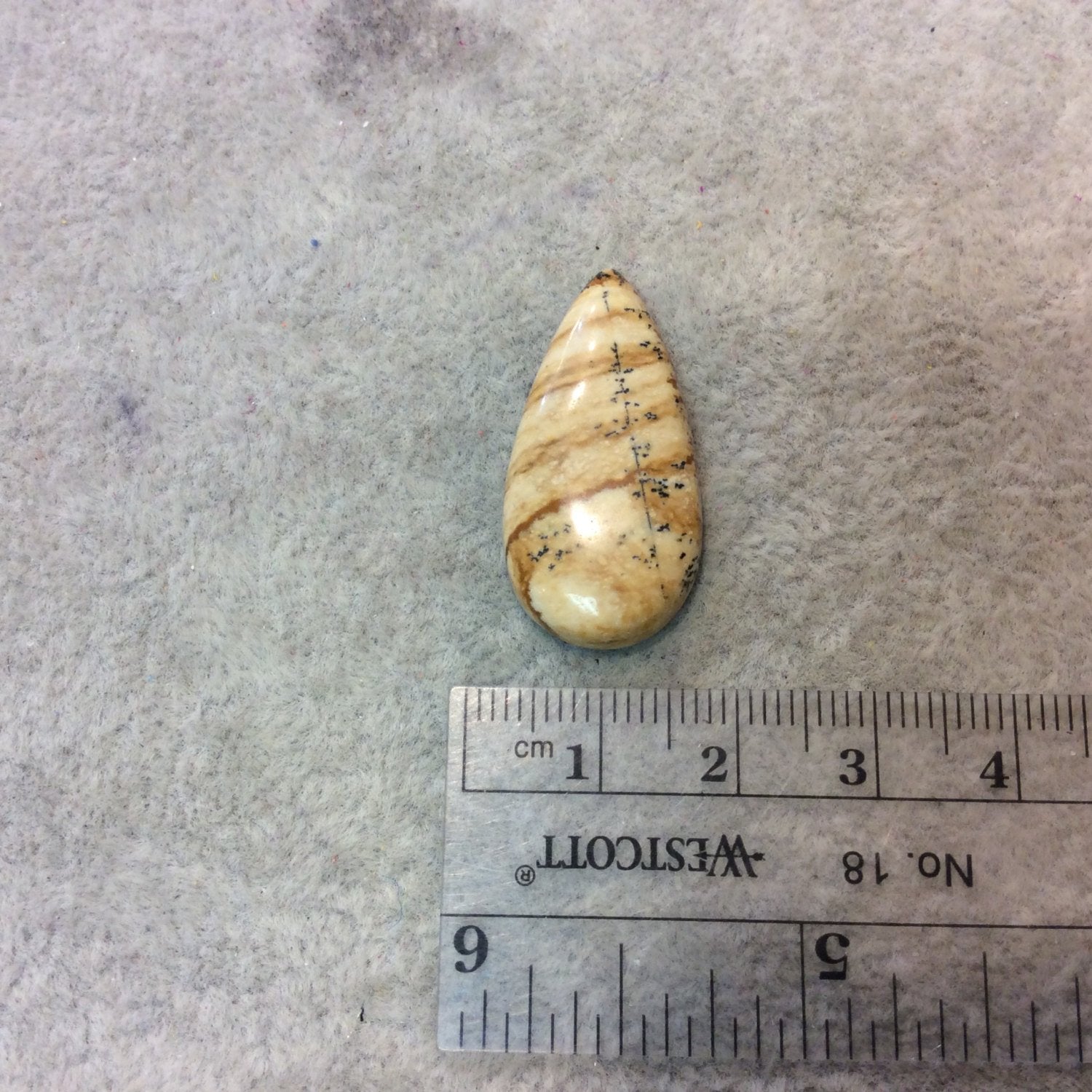 OOAK Natural Picture Jasper Pear/Teardrop Shaped Flat Back Cabochon - Measuring 15mm x 30mm, 4mm Dome Height - High Quality Gemstone Cab