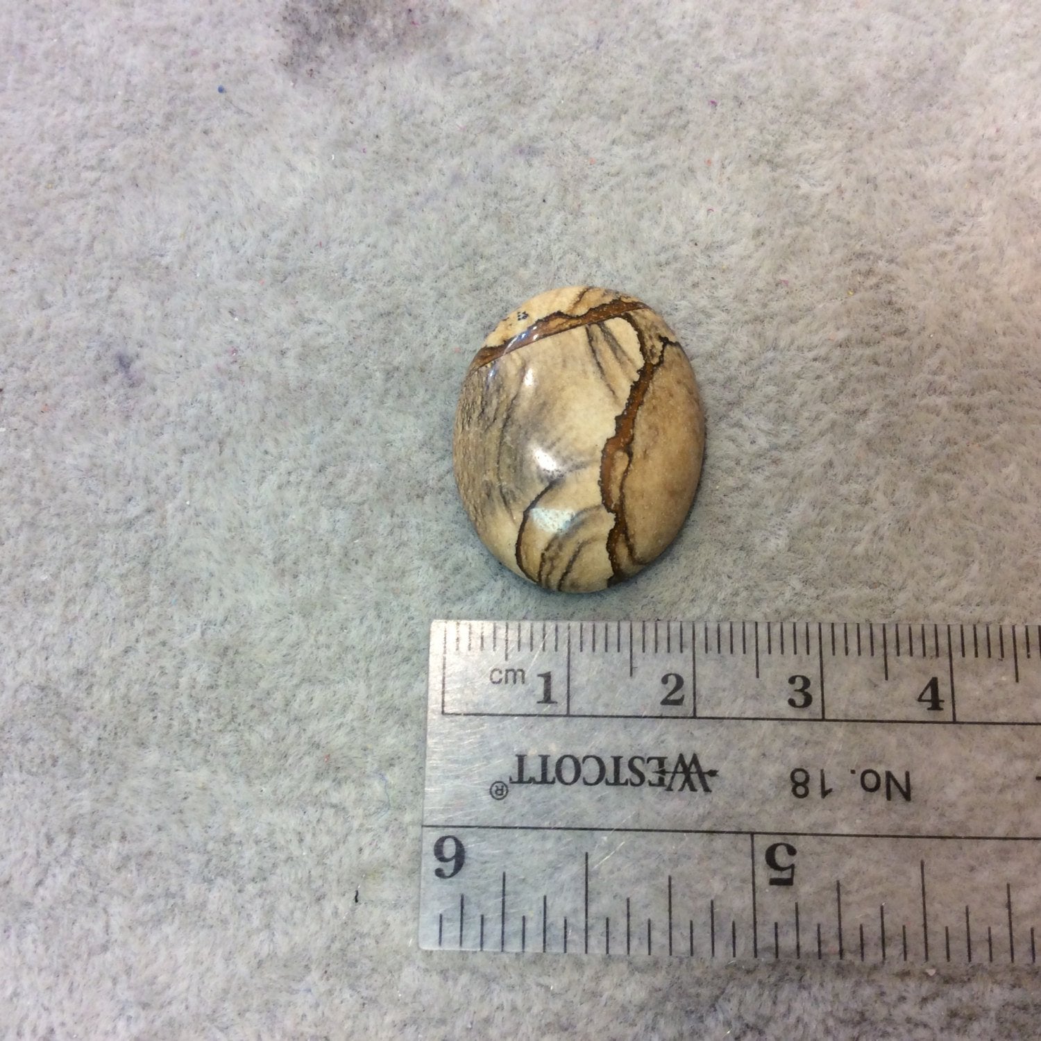 OOAK Natural Picture Jasper Oblong Oval Shaped Flat Back Cabochon - Measuring 21mm x 27mm, 6mm Dome Height - High Quality Gemstone Cab