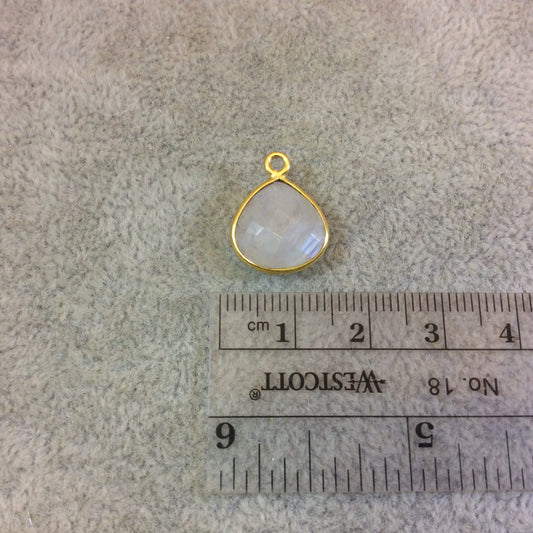 Moonstone Faceted Teardrop Bezel Pendant - 12mm