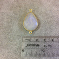 Gold Plated Natural Moonstone Faceted Pear/Teardrop Shaped Copper Bezel Connector - Measures 18mm x 26mm - Sold Individually, Randoml