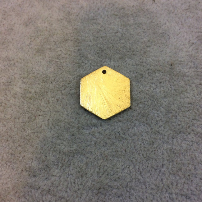 18mm x 20mm Gold Brushed Finish Blank Hexagon Shaped Plated Copper Components - Sold in Pre-Counted Bulk Packs of 10 Pieces - (189-GD)