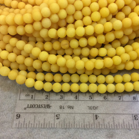 6mm Matte Cadmium Yellow Jade Round/Ball Shaped Beads - 15" Strand (Approx. 62 Beads) - Natural Semi-Precious Gemstone - Sold by the Strand