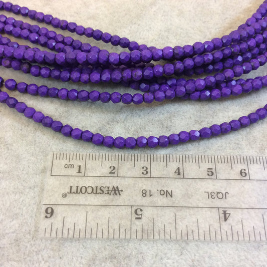 4mm Faceted Dyed Purple Howlite Round/Ball Shaped Beads - Sold by 15.75" Strands (Approx. 106 Beads) - Natural Semi-Precious Gemstone