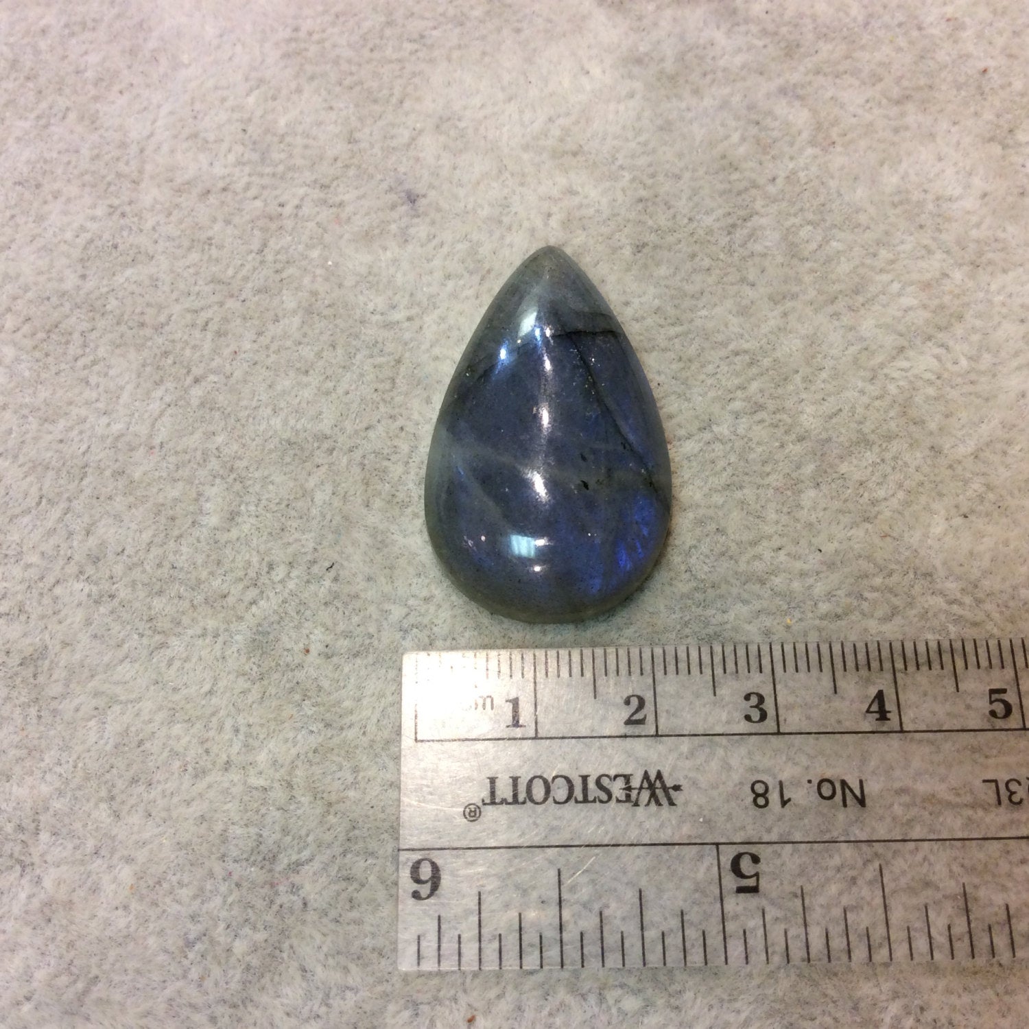 SPECIAL BATCH - AAA Pear/Teardrop Shaped Blue Labradorite Flat Back Cabochon - Measuring 22mm x 37mm, 8mm Dome Height - Gemstone Cab