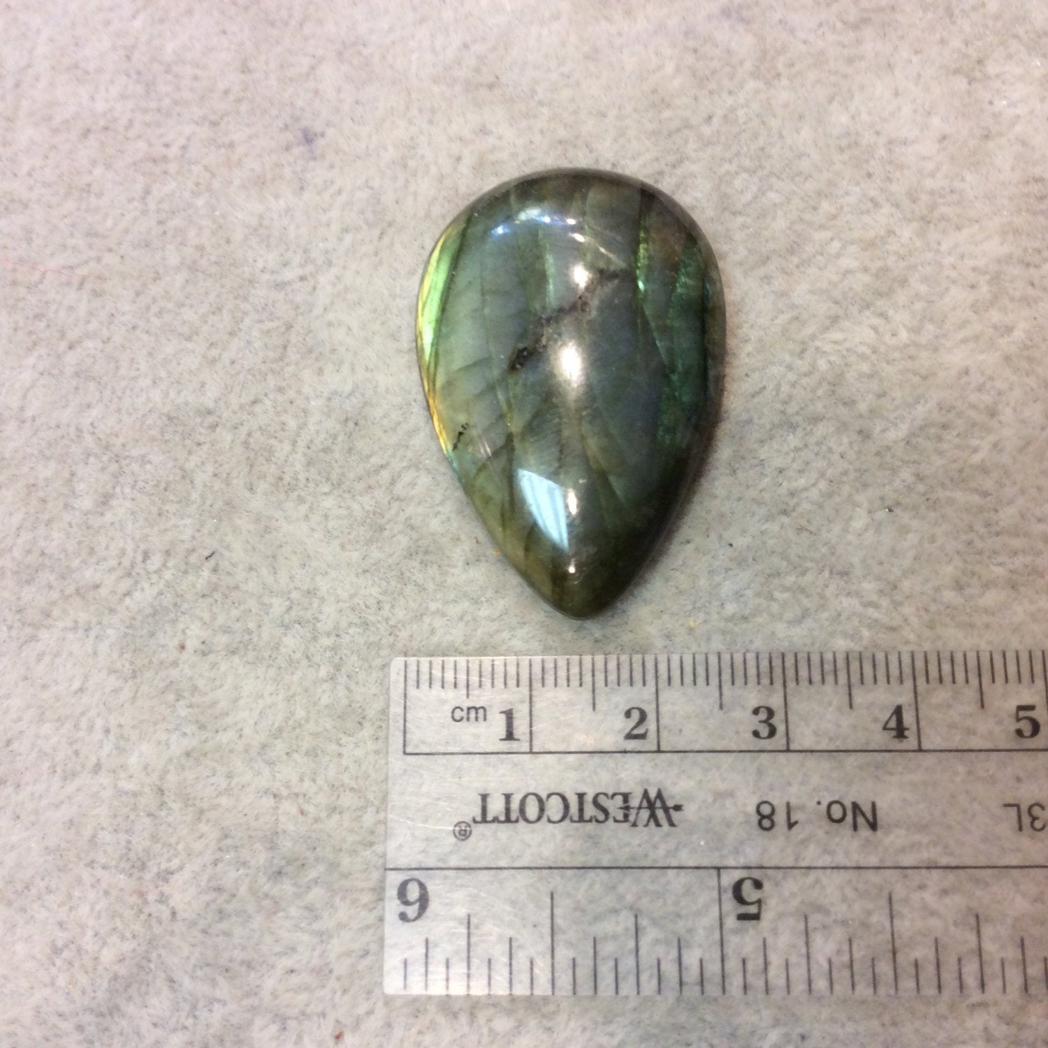 SPECIAL BATCH - AAA Pear/Teardrop Shape Green/Orange Labradorite Domed Back Cabochon - Measuring 26mm x 39mm, 8mm Dome Height - Gemstone Cab