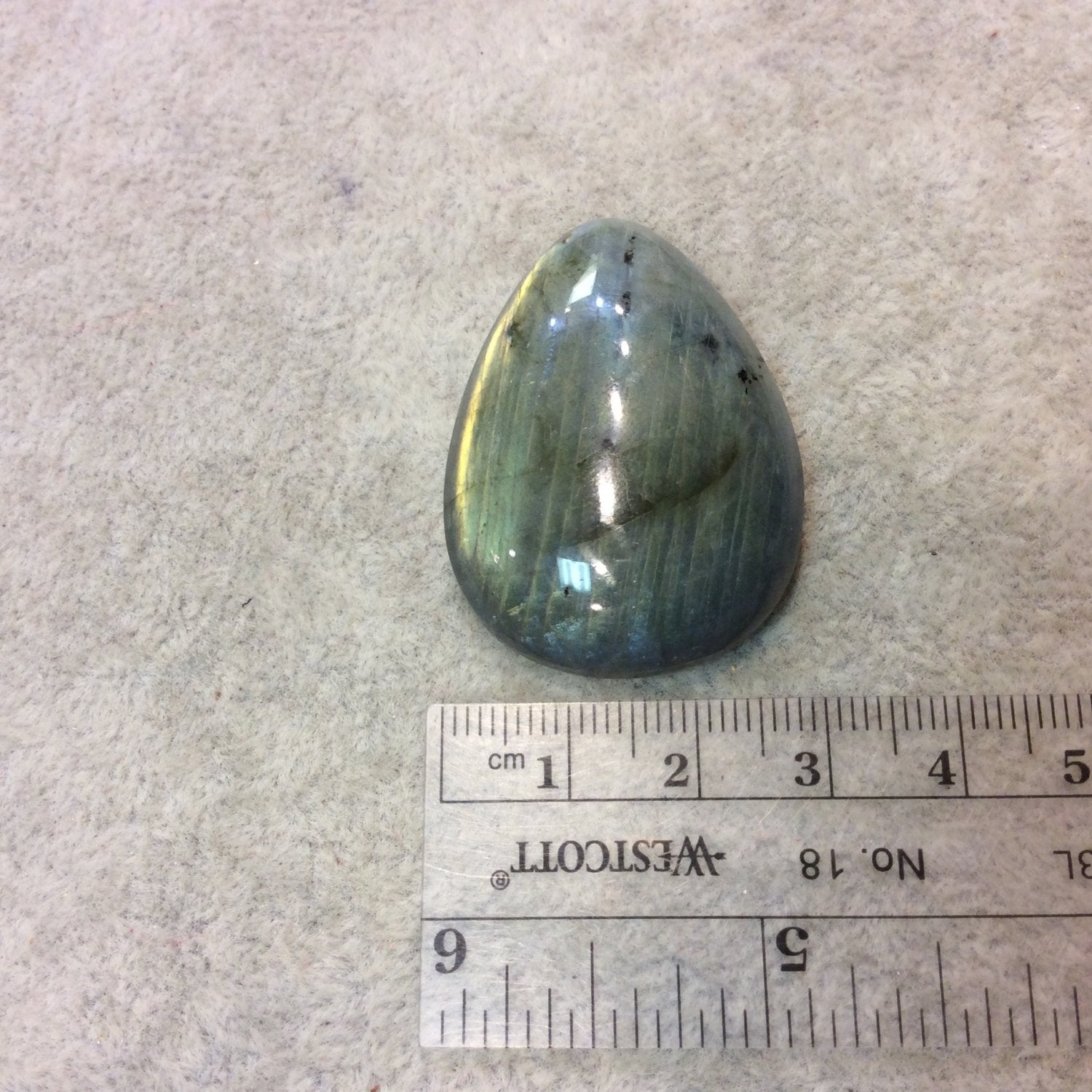 SPECIAL BATCH - AAA Pear/Teardrop Shape Green/Orange Labradorite Domed Back Cabochon - Measuring 29mm x 40mm, 9mm Dome Height - Gemstone Cab