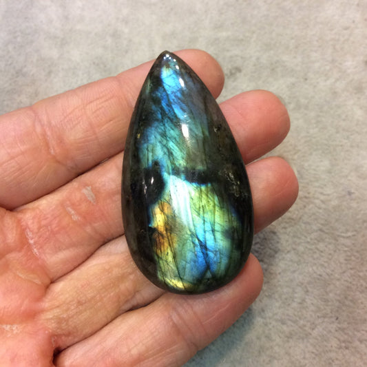 SPECIAL BATCH - AAA Pear/Teardrop Shaped Rainbow Labradorite Domed Back Cabochon - Measuring 30mm x 56mm, 9mm Dome Height - Gemstone Cab