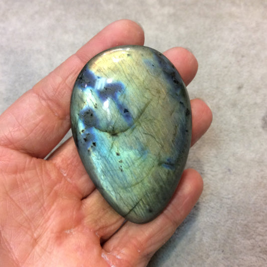 SPECIAL BATCH - AAA Pear/Teardrop Shaped Rainbow Labradorite Domed Back Cabochon - Measuring 45mm x 68mm, 12mm Dome Height - Gemstone Cab