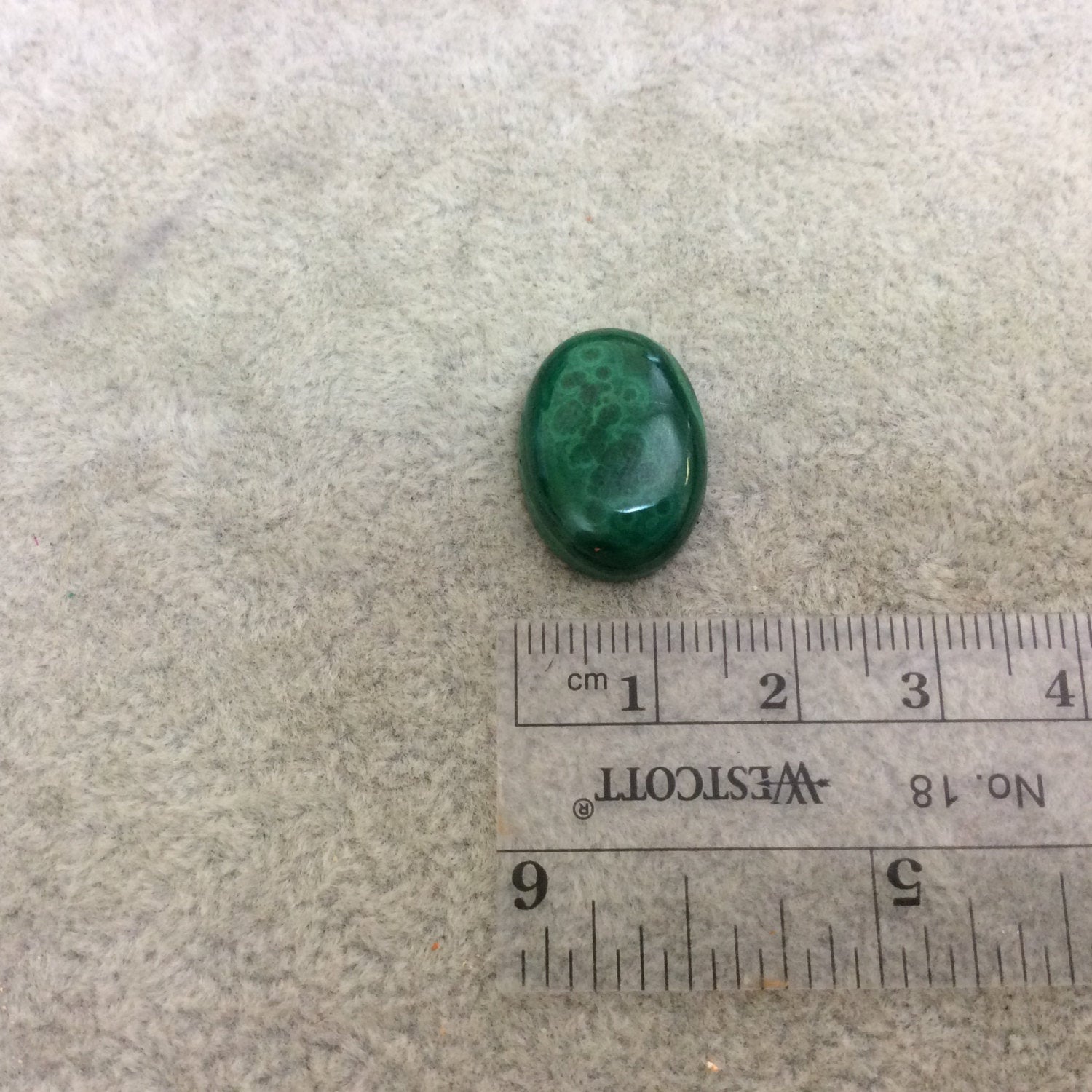 OOAK Genuine Malachite Oblong/Oval Shaped Flat Backed Cabochon - Measuring 14.5mm x 20mm, 6mm Dome Height - Natural High Quality Cab