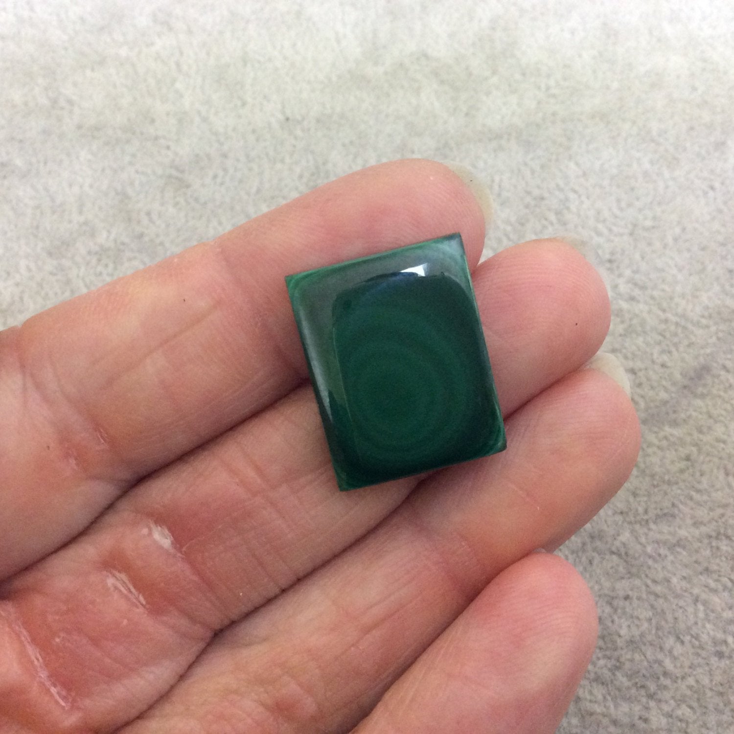 OOAK Genuine Malachite Rectangle Shaped Flat Backed Cabochon - Measuring 17mm x 21mm, 3.5mm Dome Height - Natural High Quality Cab
