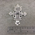 4" Oxidized Silver Ethiopian Cross Shaped (Style A) Plated Brass Pendant with Horizontal Bail - Measuring 81mm x 108mm - Sold Individually