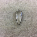Gunmetal Plated Faceted Clear Hydro (Lab Created) Quartz Inverted Triangle Shaped Bezel Pendant - Measuring 12mm x 28mm - Sold Individually