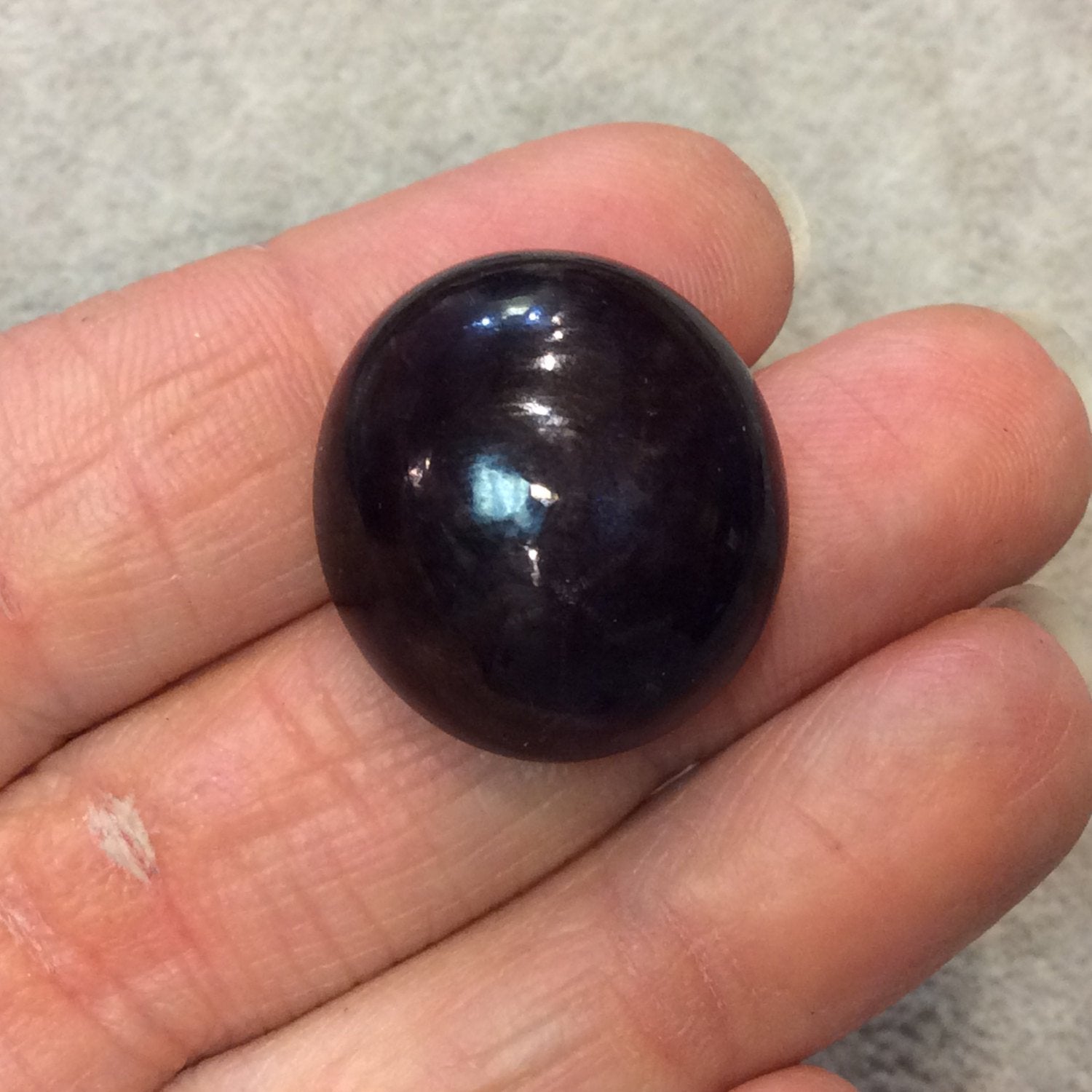 OOAK High Quality AAA Oval Shaped Dark Plum Star Garnet Flat Back Cabochon - Measuring 22mm x 24mm, 10mm Dome Height - Natural Gemstone Cab