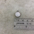 Gunmetal Plated Natural Moonstone Faceted Round/Coin Shaped Copper Bezel Pendant - Measures 12mm x 12mm - Sold Individually, Random