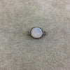 Gunmetal Faceted Moonstone Cushion Shaped Bezel Connector - 10mm x 10mm