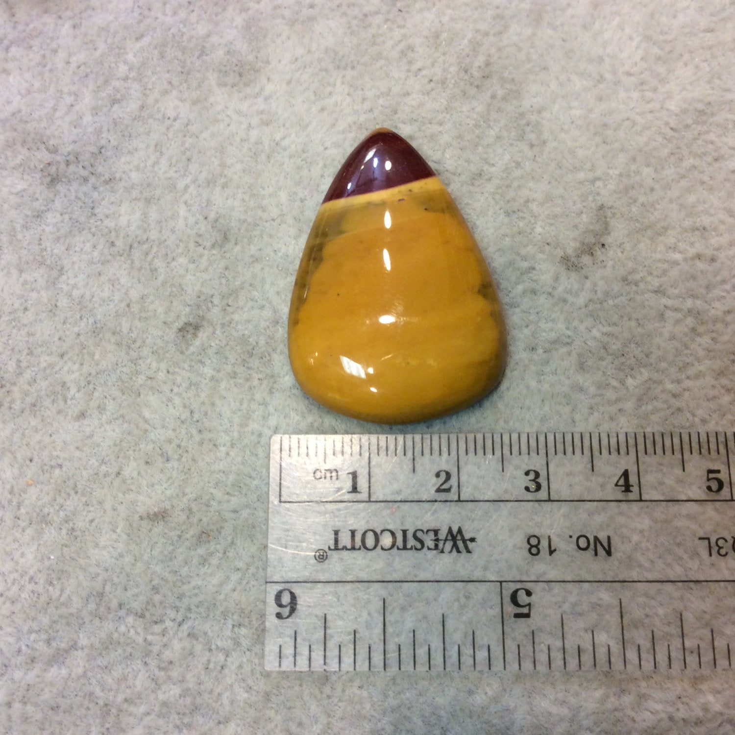 Natural Mookaite Pear/Teardrop Shaped Flat Back Cabochon - Measuring 25mm x 37mm, 7mm Dome Height - Natural High Quality Gemstone