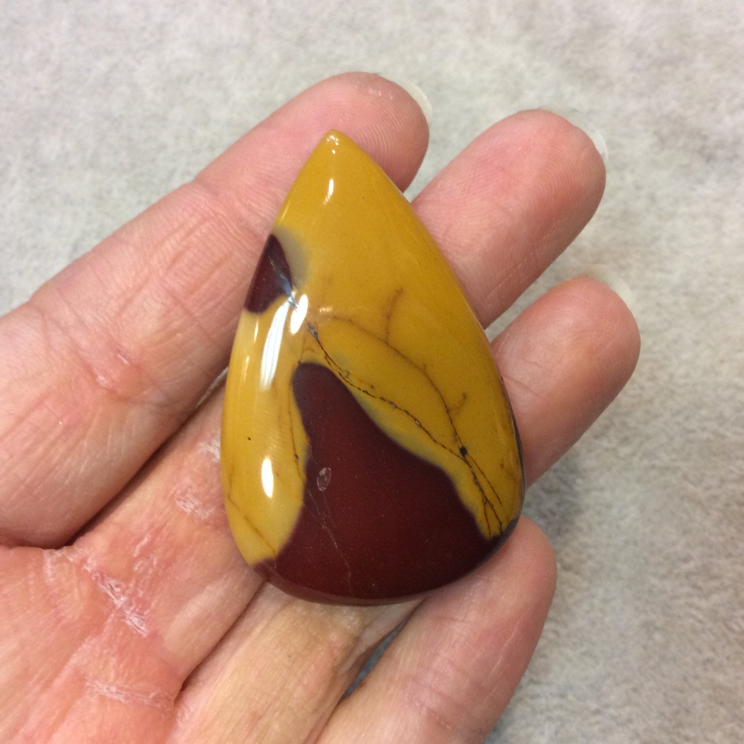 Natural Mookaite Pear/Teardrop Shaped Flat Back Cabochon - Measuring 32mm x 50mm, 6mm Dome Height - Natural High Quality Gemstone