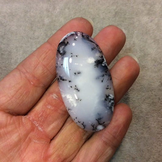 Dendritic Opal Oblong Oval Shaped Flat Back Cabochon - Measuring 28mm x 54mm, 5mm Dome Height - Natural High Quality Gemstone