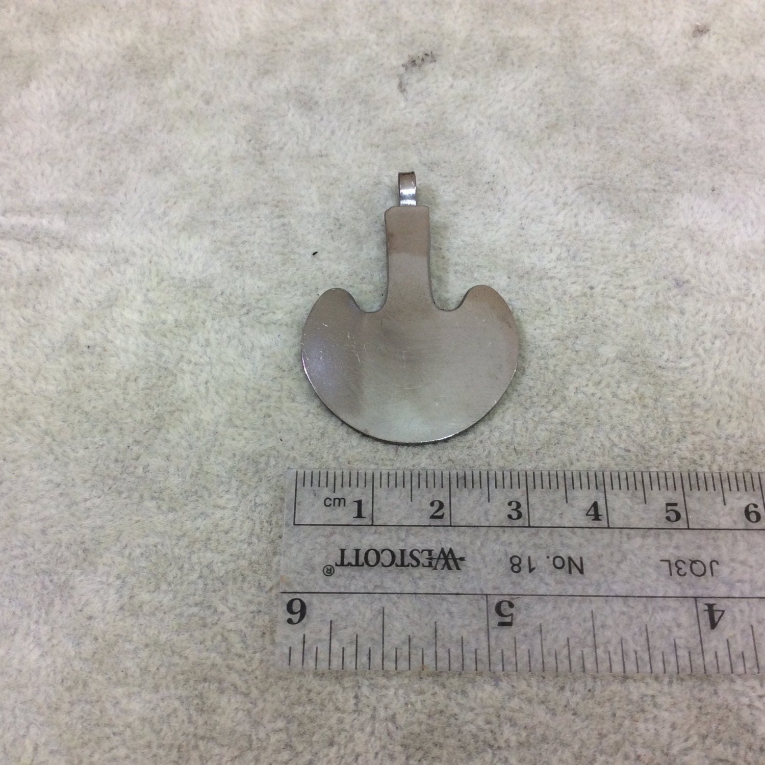 DISC 1.5" Lightweight Gunmetal Plated Fat Paddle/Spade Shaped Copper Pendant  - Measuring 30mm x 41mm, Approximately - Sold Individually