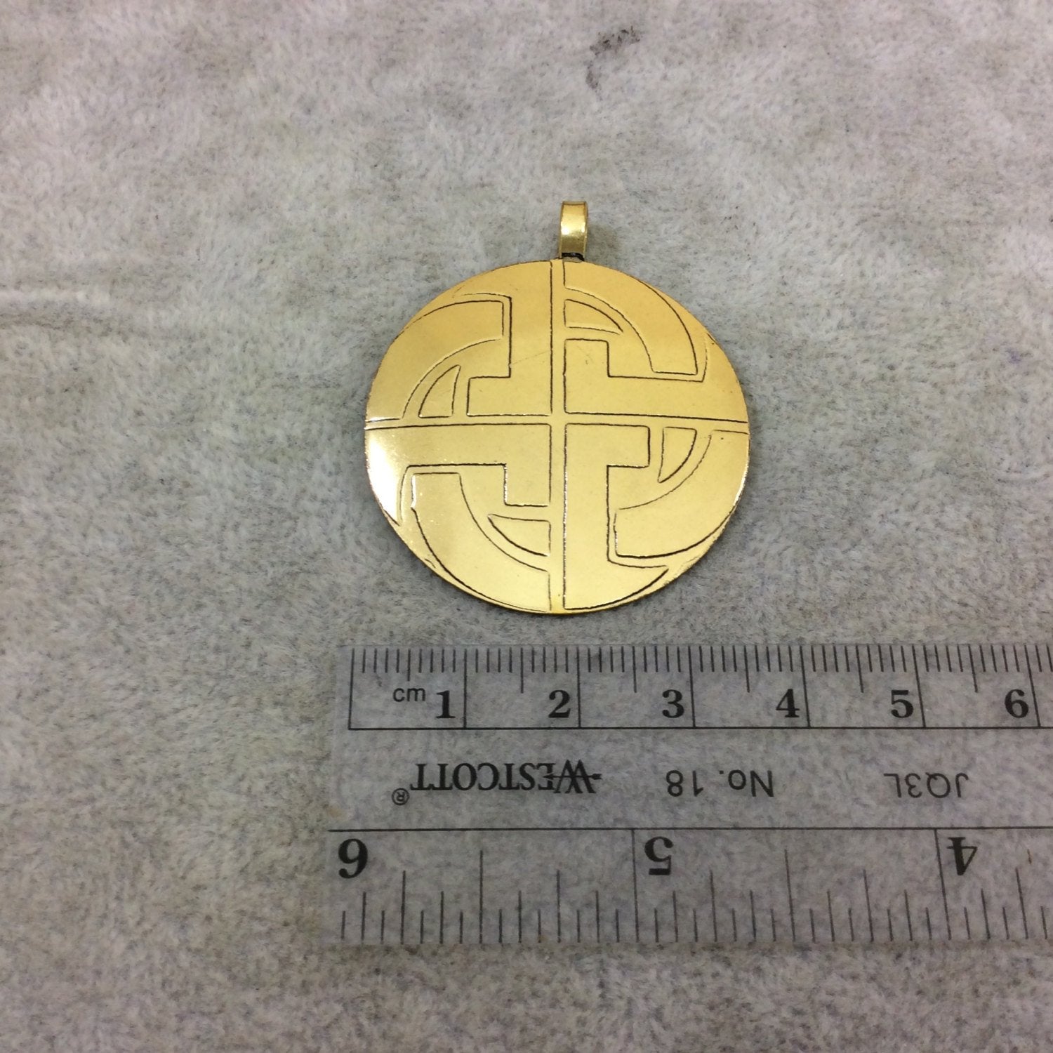 DISC 1.5" Lightweight Oxidized Gold Plated Knotted Cross Round Shaped Copper Pendant  - Measuring 37mm x 37mm, Approx. - Sold Individually