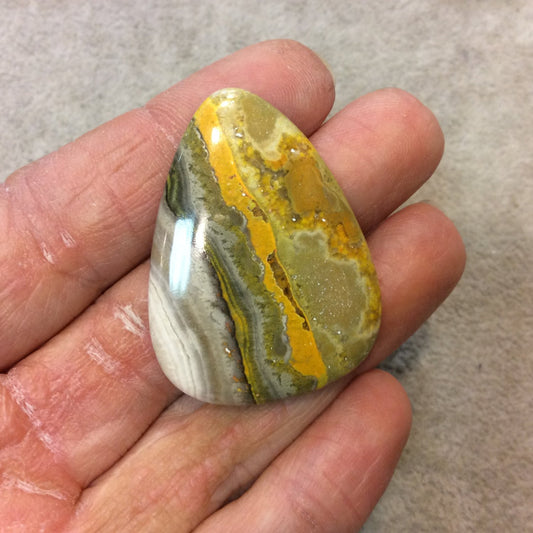 OOAK Natural Bumblebee Jasper Pear/Teardrop Shaped Flat Back Cabochon - Measuring 31mm x 41mm, 5mm Dome Height - High Quality Gemstone Cab