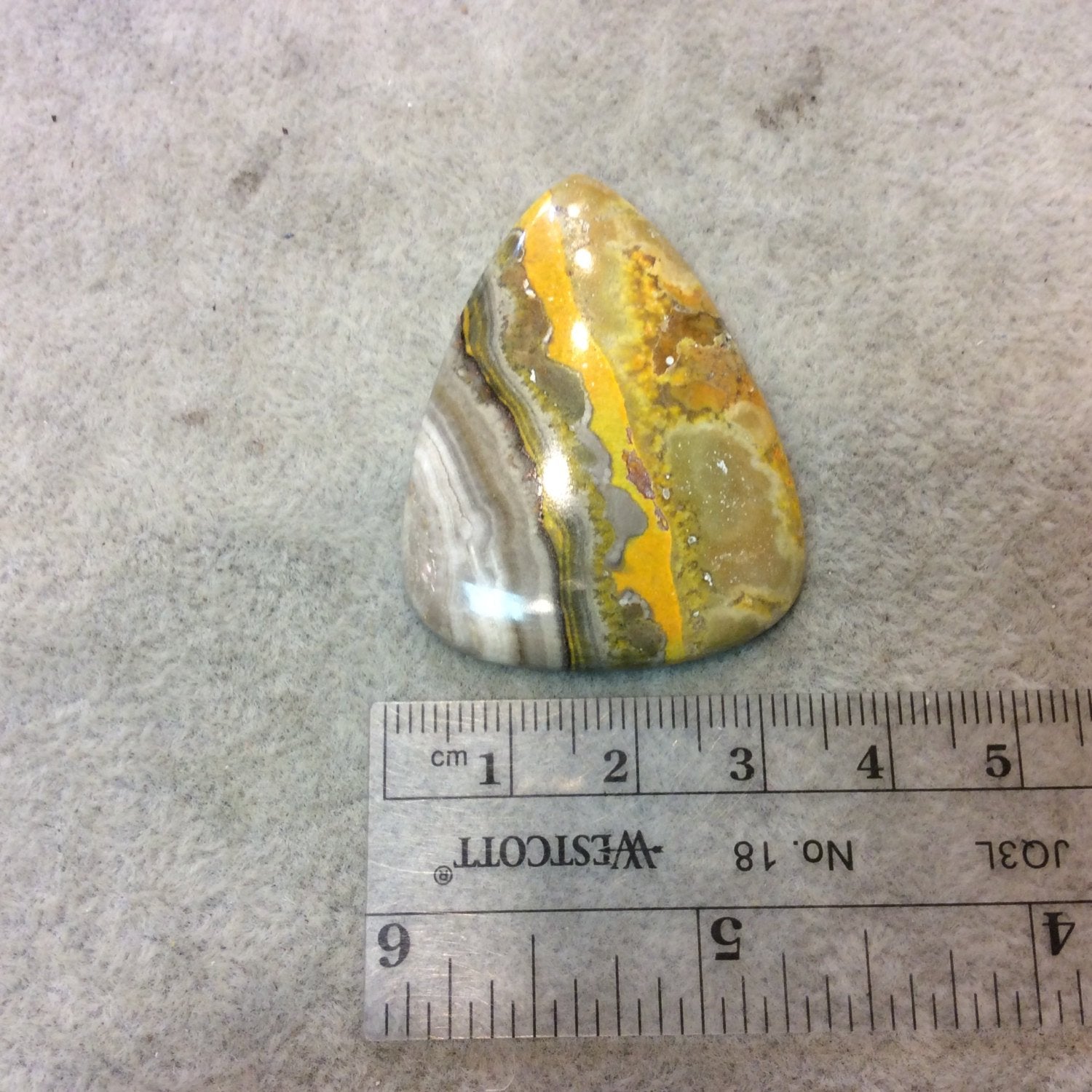 OOAK Natural Bumblebee Jasper Pear/Teardrop Shaped Flat Back Cabochon - Measuring 33mm x 44mm, 5mm Dome Height - High Quality Gemstone Cab