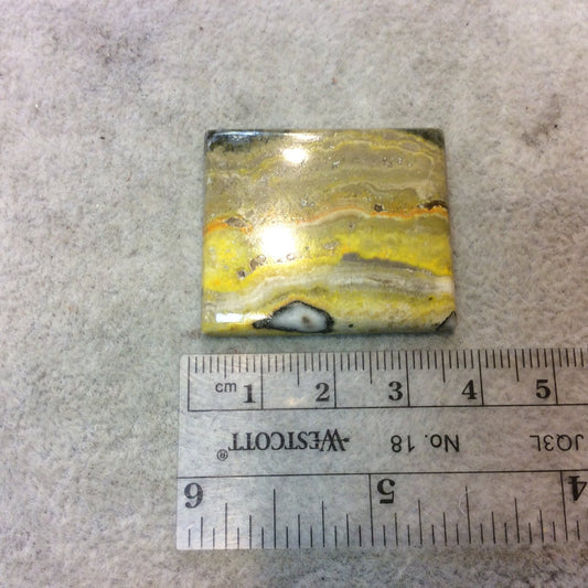 OOAK Natural Bumblebee Jasper Rectangle Shaped Flat Back Cabochon - Measuring 30mm x 35mm, 4mm Dome Height - High Quality Gemstone Cab