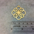 Small Sized Gold Plated Copper Open Geometric Flower Blossom Shaped Components - Measuring 37mm x 37mm - Sold in Packs of 10 (249-GD)