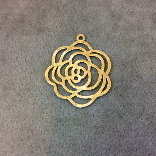Medium Sized Gold Plated Copper Open Wavy/Fancy Rose Blossom Shaped Components - Measuring 34mm x 36mm - Sold in Packs of 10 (251-GD)