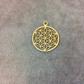 Small Sized Gold Plated Copper Sacred Seed/Flower of Life Shaped Components - Measures 24mm x 24mm - Sold in Packs of 10 Components (324-GD)