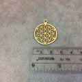 Small Sized Gold Plated Copper Sacred Seed/Flower of Life Shaped Components - Measures 24mm x 24mm - Sold in Packs of 10 Components (324-GD)