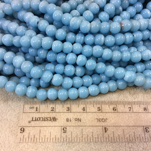 7mm Glossy Turquoise Blue Quality Irregular Rondelle Shape Indian Ceramic Beads - Sold by 16.25" Strand - Approximately 64 Beads